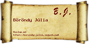 Böröndy Júlia névjegykártya